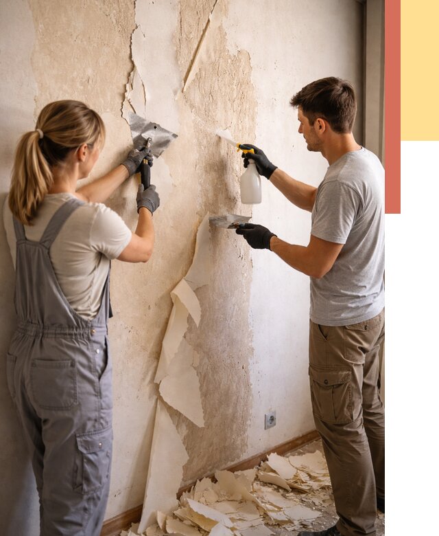 Снятие старых обоев в Благовещенске от 5453 руб. под ключ недорого | ОТДЕЛОЧНИК-Бгв