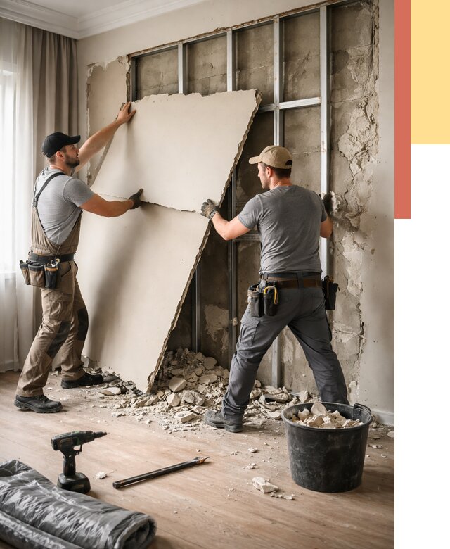 Демонтаж гипсокартона со стен в Благовещенске от 364 руб. — услуги демонтажа | ОТДЕЛОЧНИК-Бгв