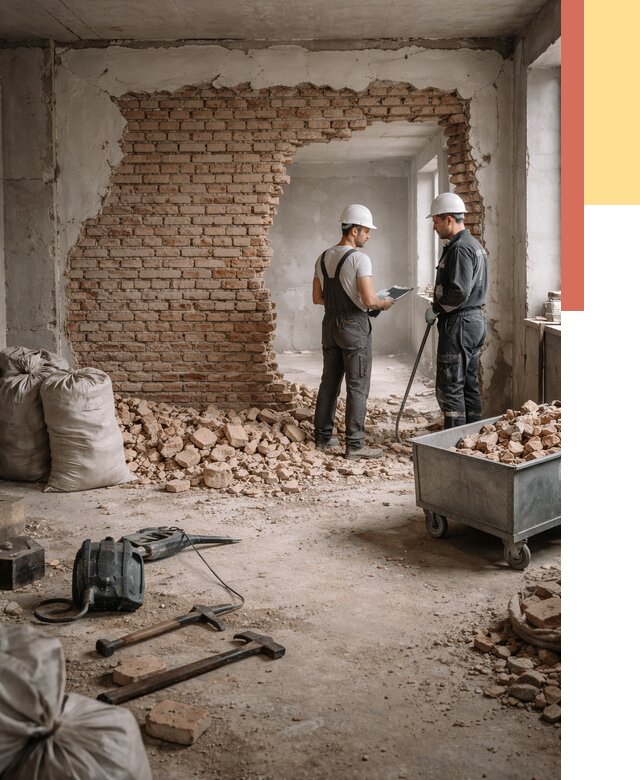 Демонтаж кирпичных стен в Благовещенске от 4362 руб. — быстро, недорого, под ключ | ОТДЕЛОЧНИК-Бгв