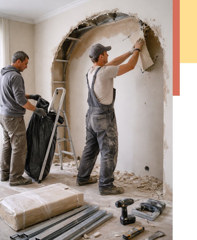 Демонтаж арки из гипсокартона в Благовещенске от 3635 руб. — услуги под ключ | ОТДЕЛОЧНИК-Бгв