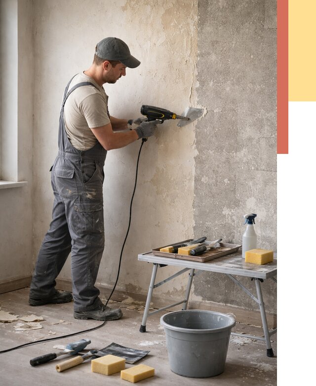 Очистка стен от клея в Благовещенске от 1921 руб. — снятие и удаление клея со стен | ОТДЕЛОЧНИК-Бгв