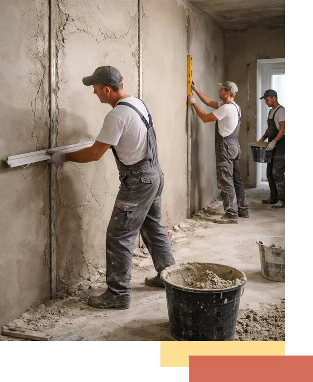 Штукатурка стен по маякам в Благовещенске — точная и ровная поверхность