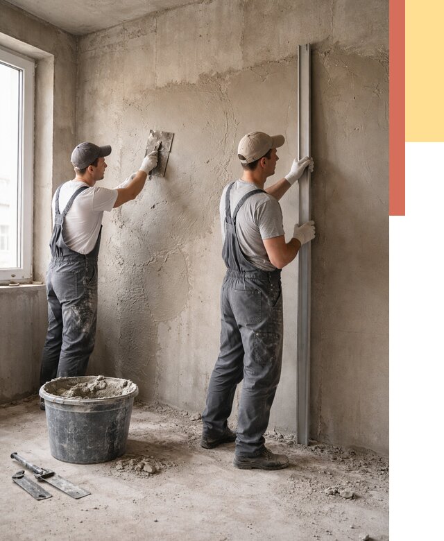 Штукатурка бетонных стен в Благовещенске от 4674 руб/м² — качественно и быстро | ОТДЕЛОЧНИК-Бгв