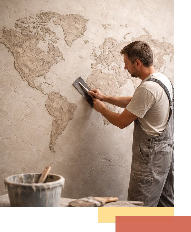 Декоративная штукатурка «Карта мира» под ключ в Благовещенске