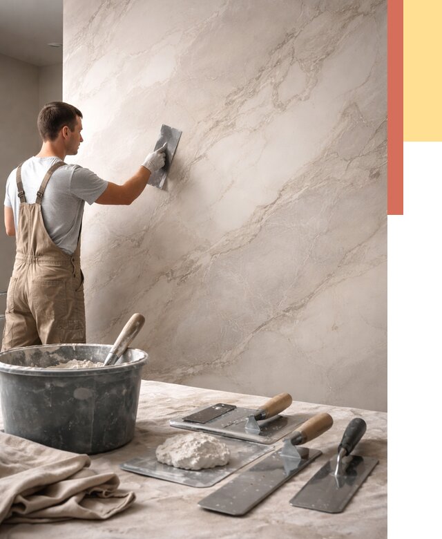 Декоративная штукатурка под мрамор в Благовещенске от 2908 руб./м² — быстро и недорого | ОТДЕЛОЧНИК-Бгв