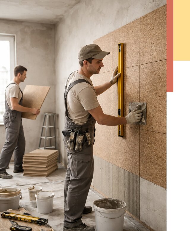 Монтаж пробковых панелей на стены в Благовещенске от 3635 руб. — ОТДЕЛОЧНИК-Бгв