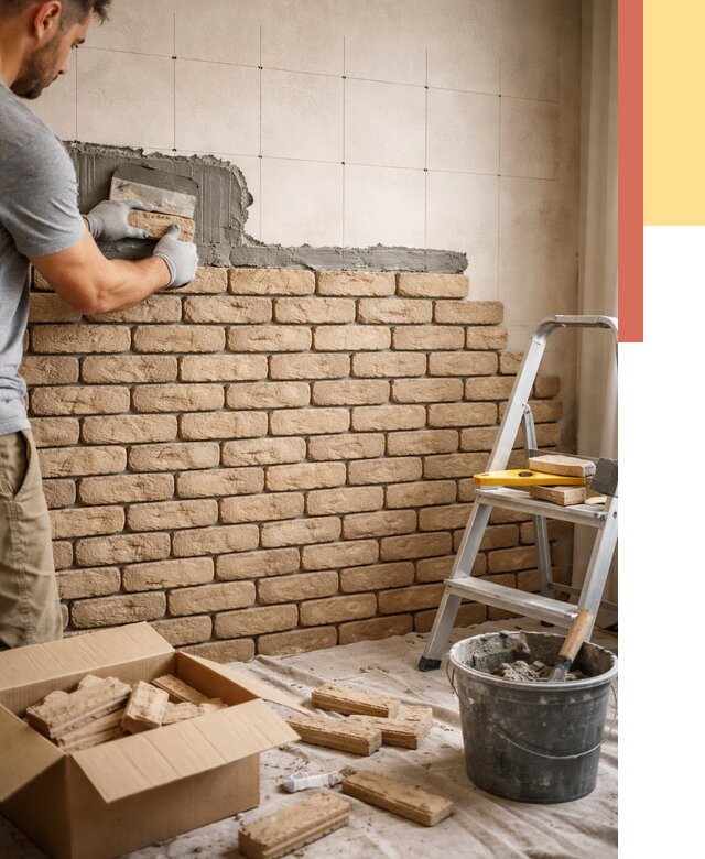 Монтаж декоративного кирпича в Благовещенске от 3324 руб./м² — быстро и недорого | ОТДЕЛОЧНИК-Бгв