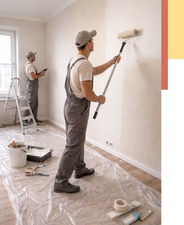 Покраска стен акриловой краской в Благовещенске от 3635 руб./м² — быстро и недорого | ОТДЕЛОЧНИК-Бгв