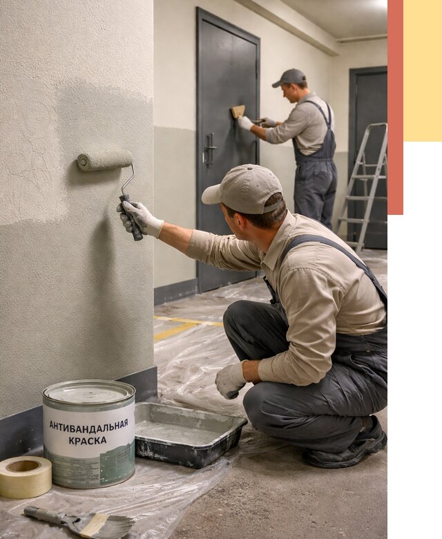 Покраска стен антивандальной краской в Благовещенске от 4674 руб./м² под ключ | ОТДЕЛОЧНИК-Бгв