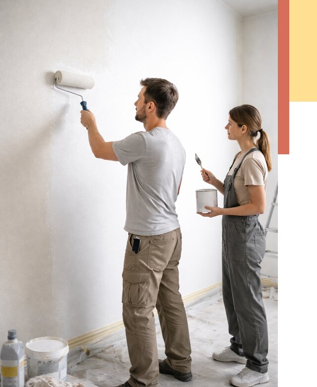 Окраска стен по стеклохолсту в Благовещенске от 4674 руб/м² под ключ | ОТДЕЛОЧНИК-Бгв