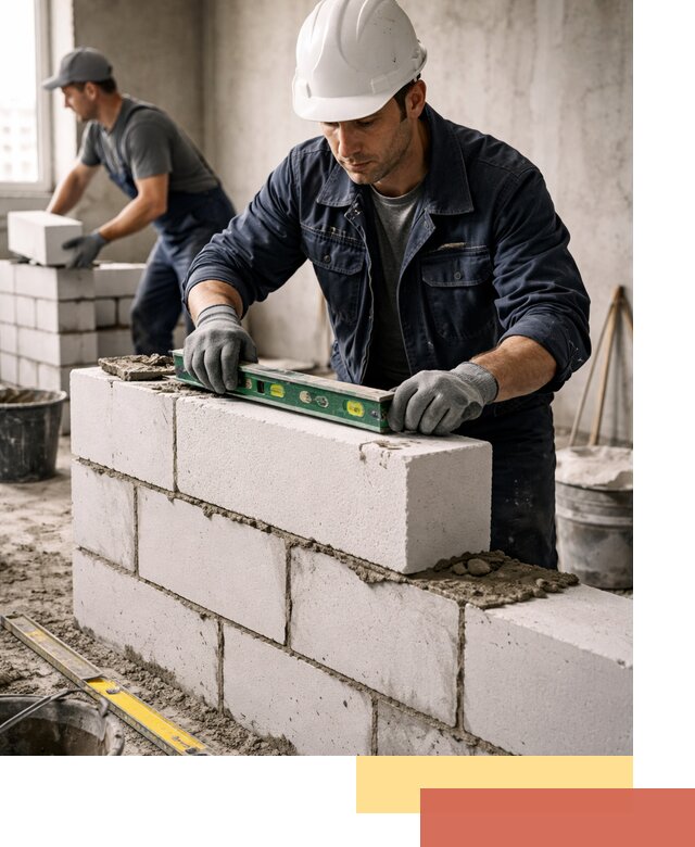 Кладка перегородок из пеноблока под ключ в Благовещенске