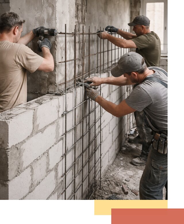 Армирование кладки перегородок в Благовещенске профессионально и надёжно