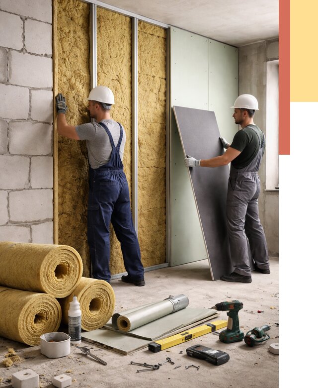 Шумоизоляция перегородок из блоков в Благовещенске от 1921 руб./м² — быстро и недорого | ОТДЕЛОЧНИК-Бгв