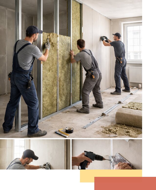 Перегородка из гипсокартона с шумоизоляцией в Благовещенске — монтаж под ключ