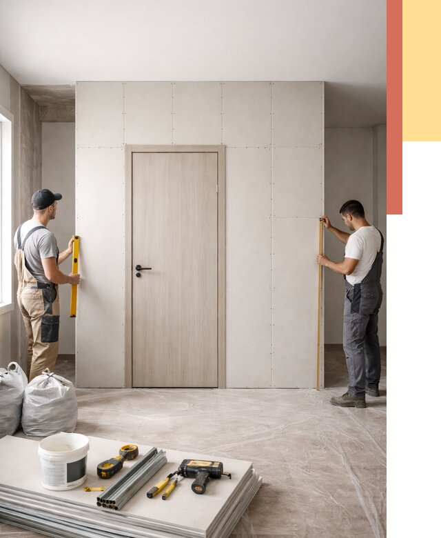 Перегородка из гипсокартона с дверью в Благовещенске от 4674 руб. под ключ | ОТДЕЛОЧНИК-Бгв