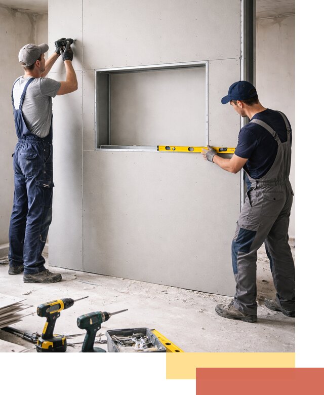 Перегородка из гипсокартона с нишей под декор в Благовещенске