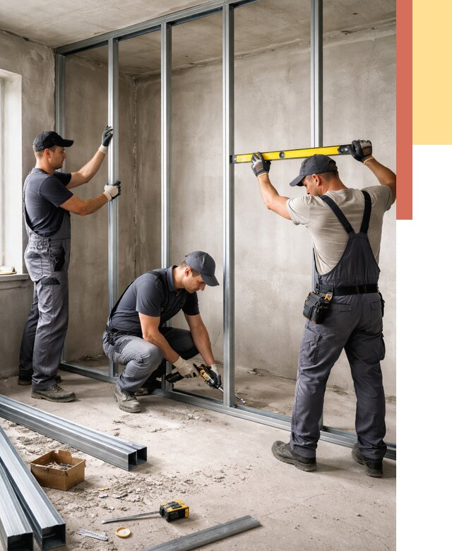 Монтаж каркаса перегородки из профиля в Благовещенске от 779 руб. | ОТДЕЛОЧНИК-Бгв