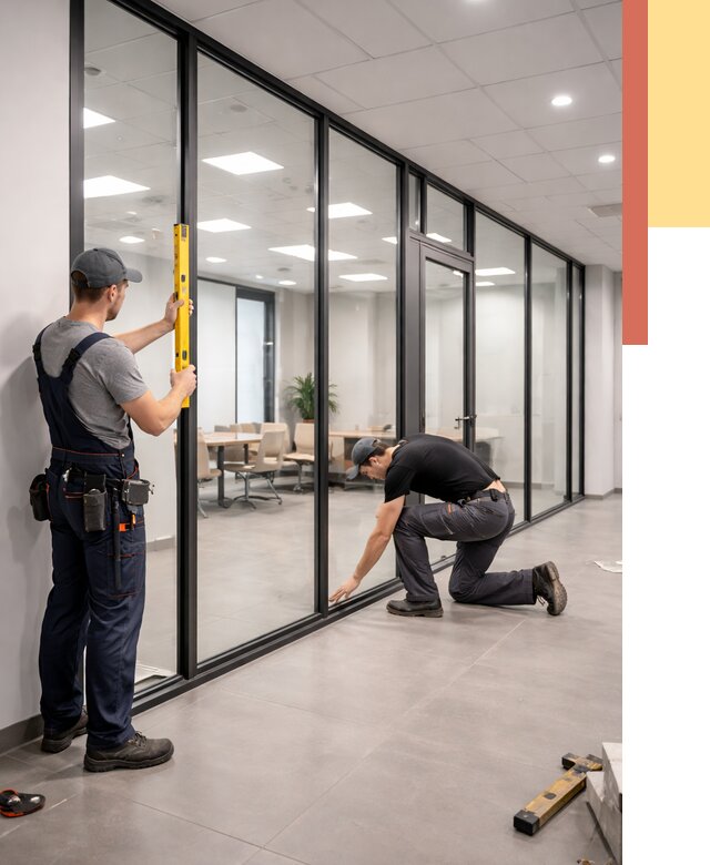 Каркасные стеклянные перегородки в Благовещенске под ключ от 9555 руб. | ОТДЕЛОЧНИК-Бгв