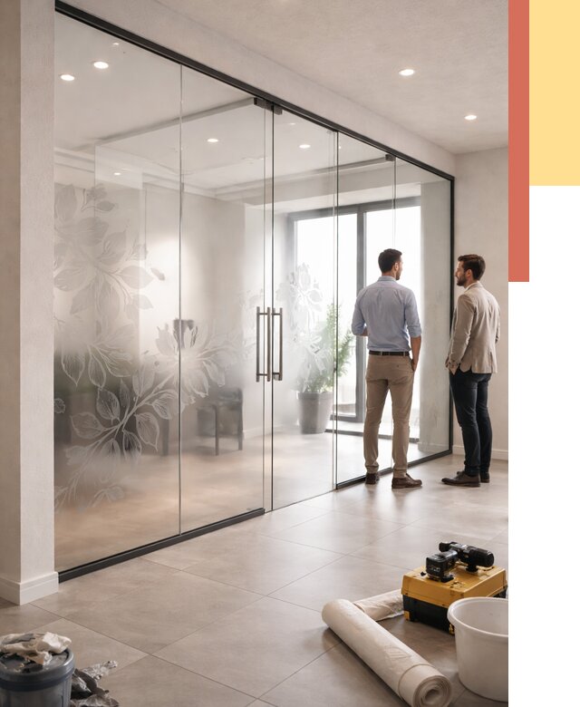 Стеклянные перегородки с рисунком в Благовещенске от 12983 руб. монтаж и нанесение | ОТДЕЛОЧНИК-Бгв