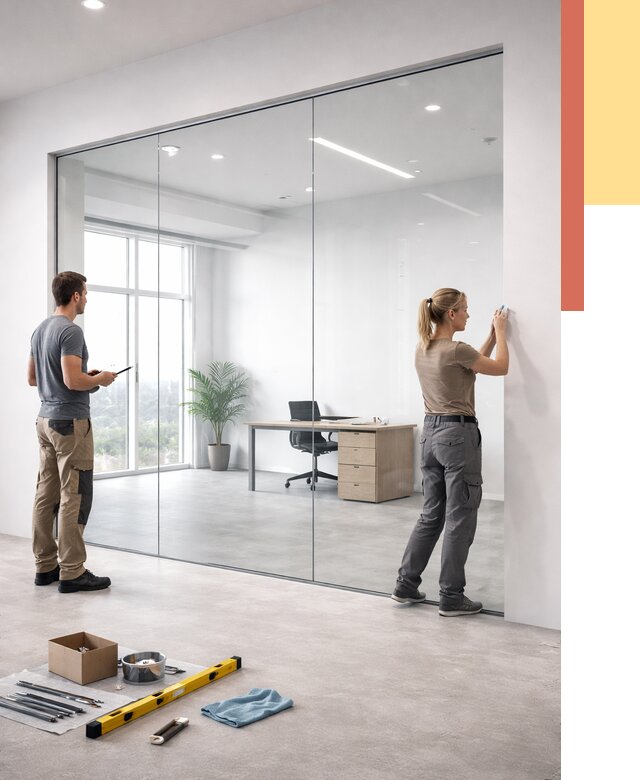 Перегородки из закаленного стекла в Благовещенске от 9867 руб. под ключ | ОТДЕЛОЧНИК-Бгв