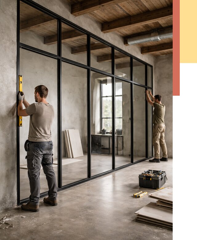 Стеклянные перегородки лофт в Благовещенске от 10905 руб. под ключ | ОТДЕЛОЧНИК-Бгв