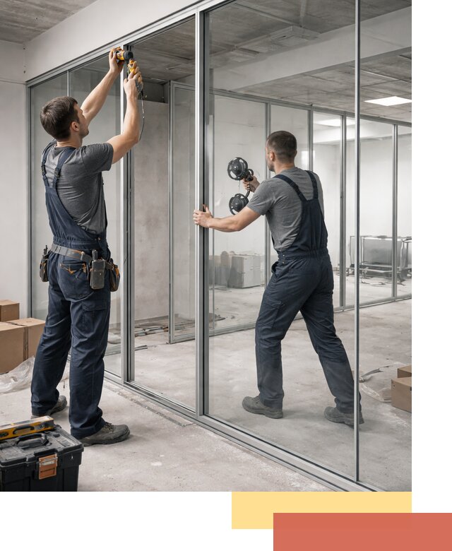 Алюминиевые перегородки со стеклом в Благовещенске — изготовление и монтаж