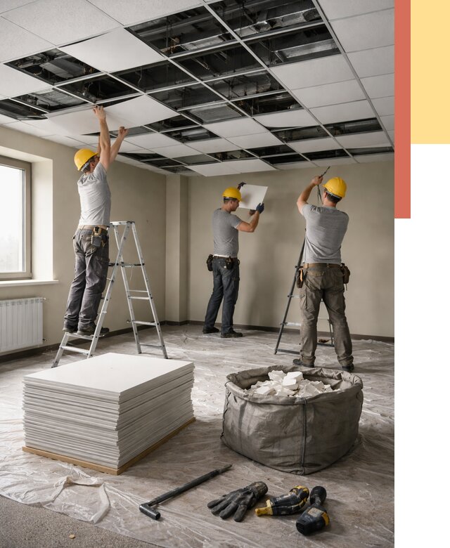 Демонтаж потолка Армстронг в Благовещенске от 4674 руб. быстро и недорого | ОТДЕЛОЧНИК-Бгв