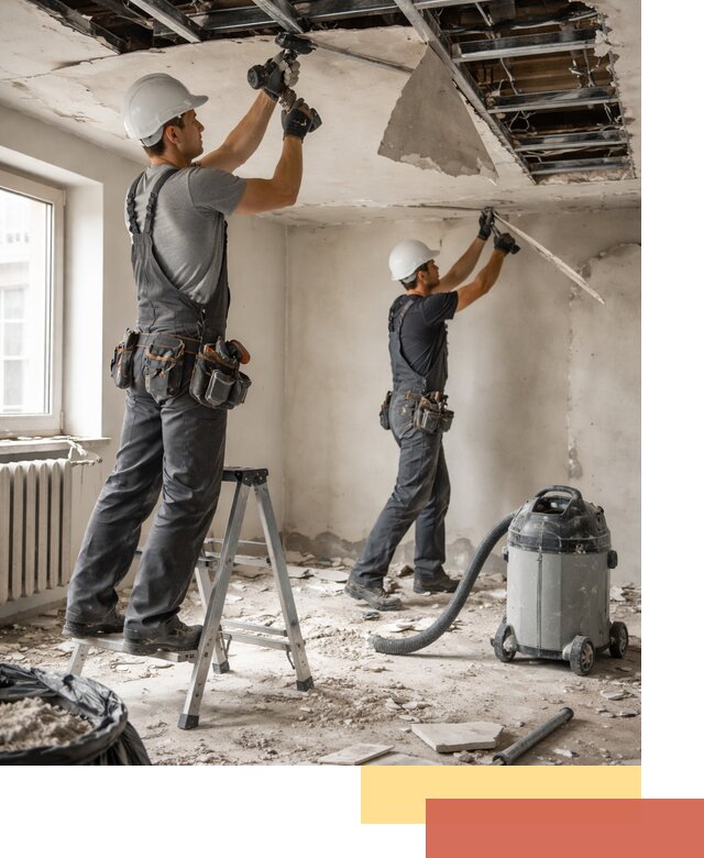 Демонтаж гипсокартонного потолка в Благовещенске быстро и аккуратно