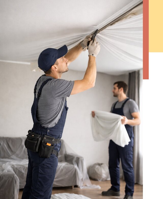 Демонтаж натяжного потолка в Благовещенске от 4674 руб. — снятие и разбор под ключ | ОТДЕЛОЧНИК-Бгв