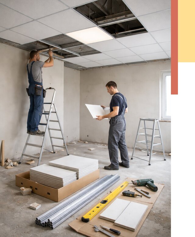 Монтаж потолка армстронг в Благовещенске от 4674 руб/м2 — быстрая установка под ключ | ОТДЕЛОЧНИК-Бгв