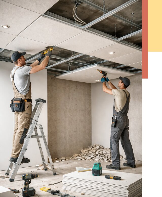 Монтаж акустического потолка в Благовещенске от 6751 руб/м2 — быстро и недорого | ОТДЕЛОЧНИК-Бгв