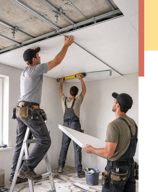 Монтаж потолка из ПВХ панелей в Благовещенске от 3635 руб./м2 — быстро и недорого | ОТДЕЛОЧНИК-Бгв