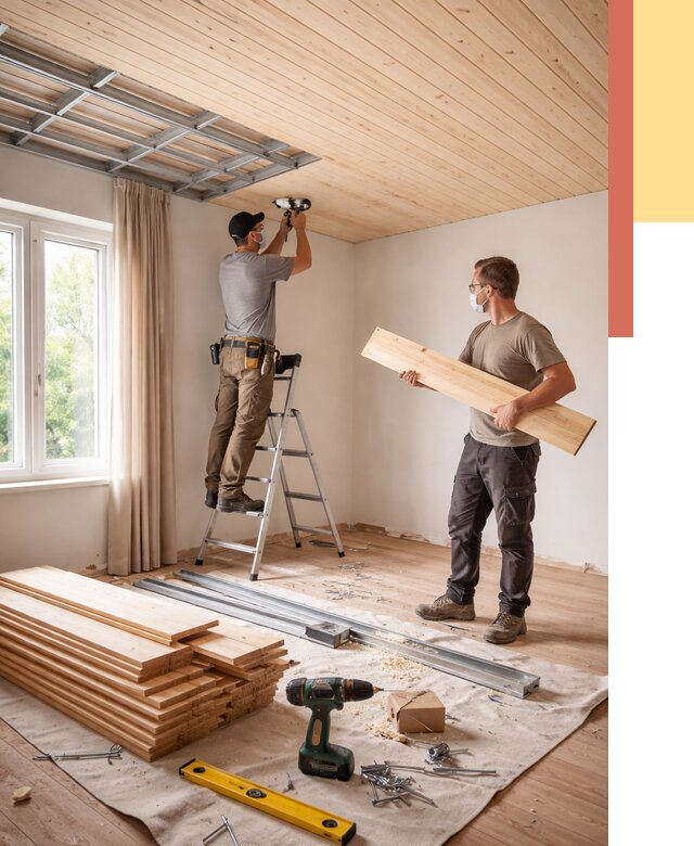 Монтаж потолка из вагонки в Благовещенске от 6751 руб. | Быстро и недорого — ОТДЕЛОЧНИК-Бгв