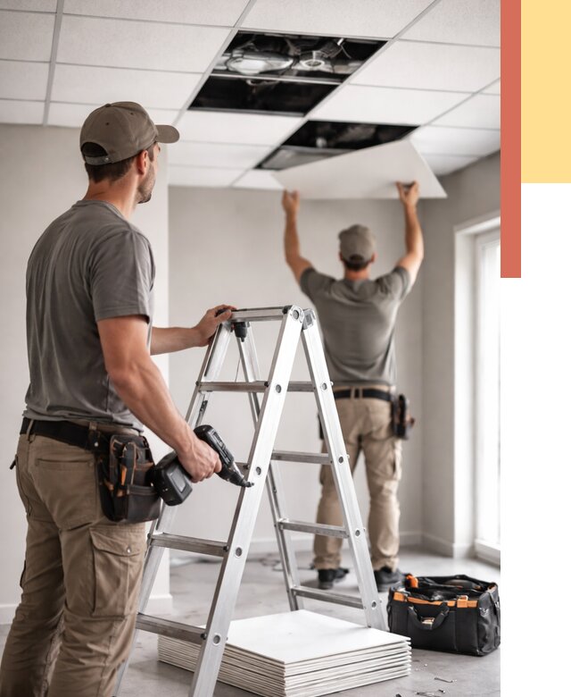 Обслуживание подвесного потолка в Благовещенске от 3635 руб. — быстро и недорого | ОТДЕЛОЧНИК-Бгв