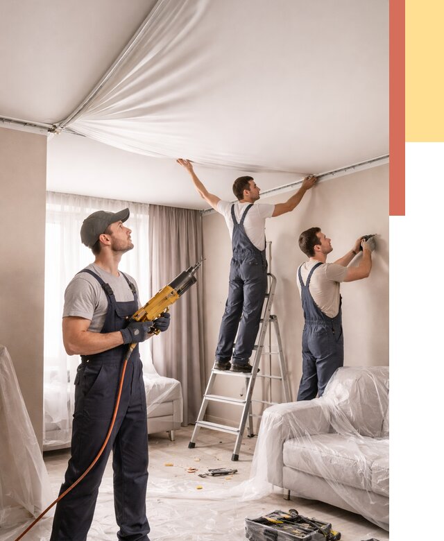 Установка натяжного потолка в Благовещенске от 4674 руб. | Быстро и недорого — ОТДЕЛОЧНИК-Бгв