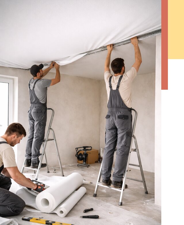 Монтаж тканевого натяжного потолка в Благовещенске от 3635 руб. под ключ | ОТДЕЛОЧНИК-Бгв