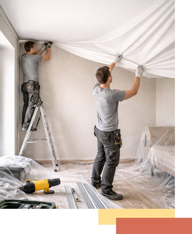 Монтаж тканевого натяжного потолка в Благовещенске недорого и быстро