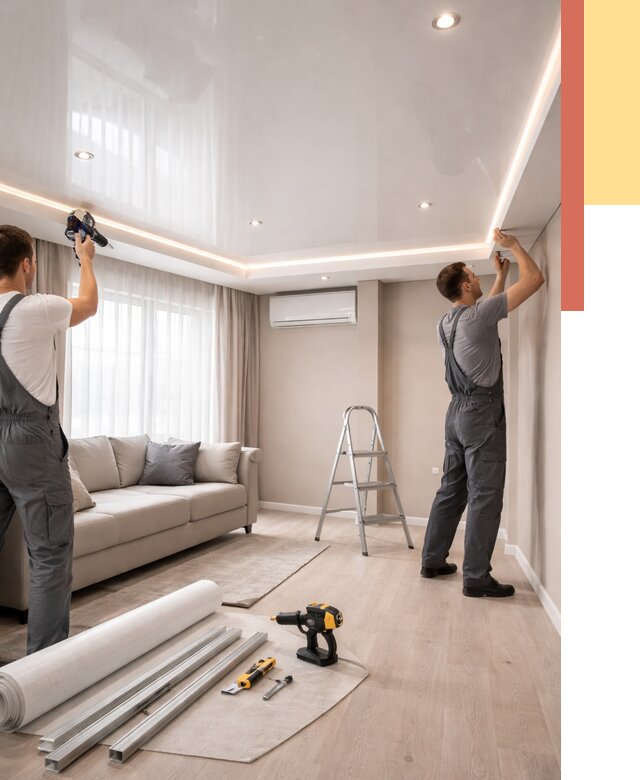 Монтаж глянцевого натяжного потолка в Благовещенске от 779 руб. под ключ | ОТДЕЛОЧНИК-Бгв