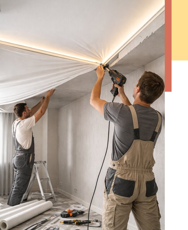 Монтаж натяжного потолка с подсветкой в Благовещенске от 987 руб. | ОТДЕЛОЧНИК-Бгв