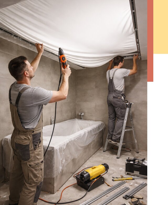 Монтаж натяжного потолка в ванной в Благовещенске от 1246 руб. под ключ | ОТДЕЛОЧНИК-Бгв