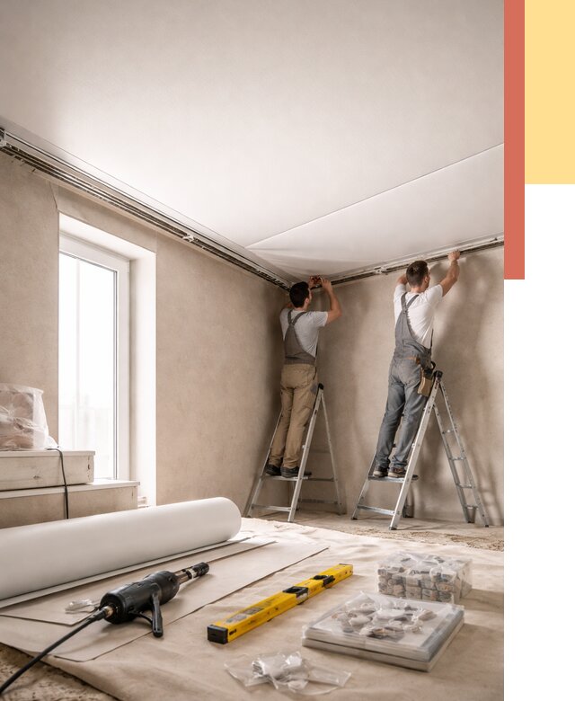 Монтаж натяжного потолка в спальне в Благовещенске от 3947 руб. под ключ | ОТДЕЛОЧНИК-Бгв