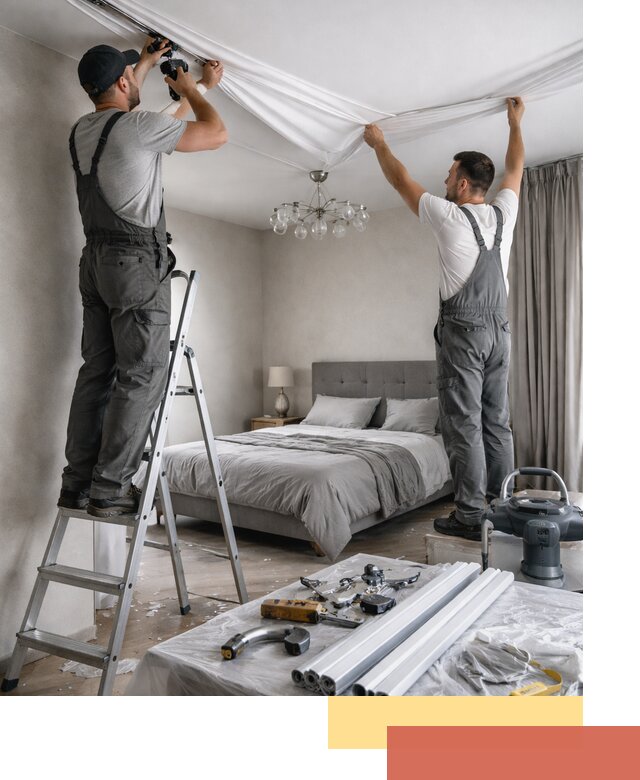 Монтаж натяжного потолка в спальне в Благовещенске