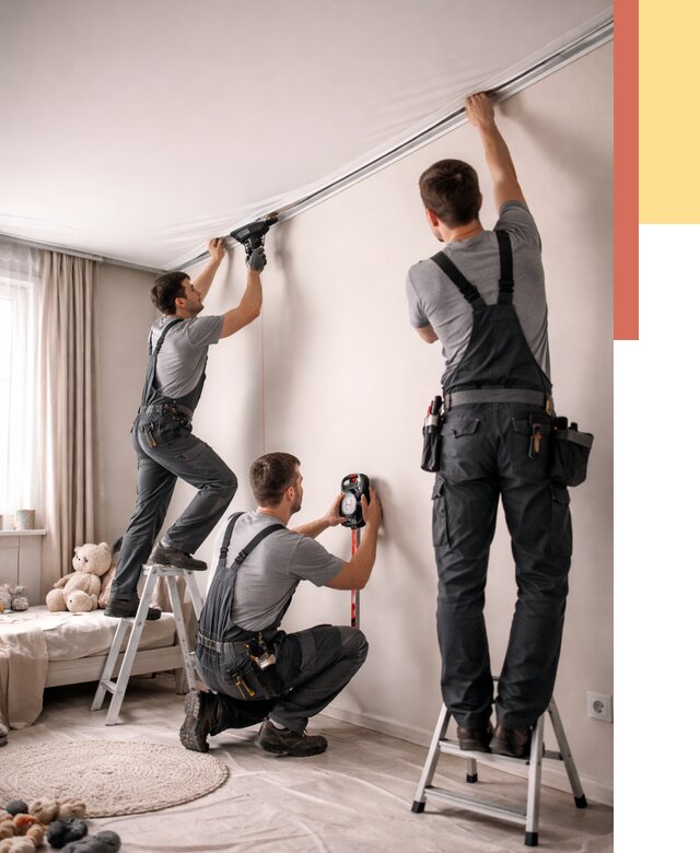 Монтаж натяжного потолка в детской в Благовещенске от 3635 руб. — быстро и недорого | ОТДЕЛОЧНИК-Бгв