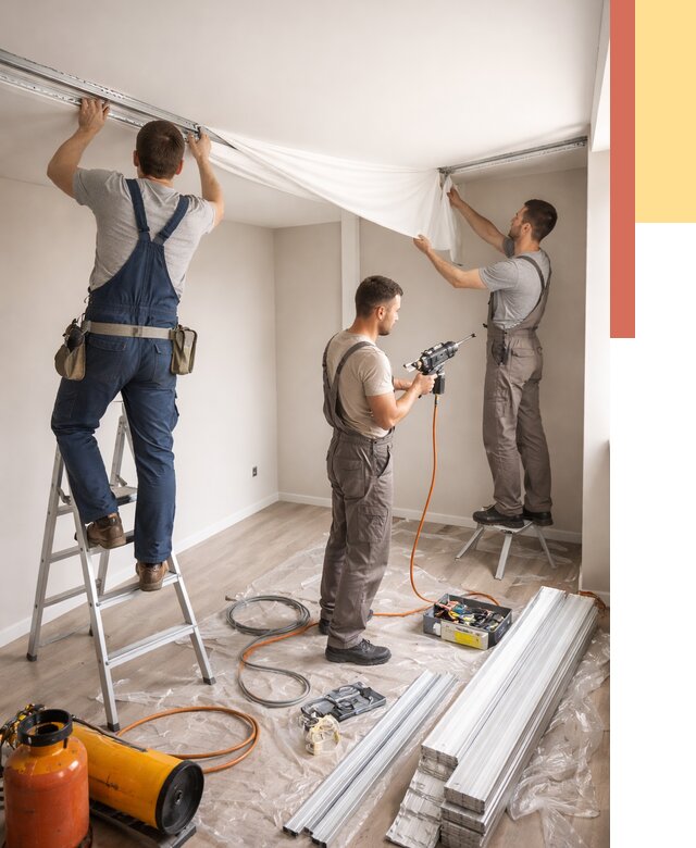 Монтаж натяжного потолка в студии в Благовещенске от 5712 руб. — быстро и недорого | ОТДЕЛОЧНИК-Бгв