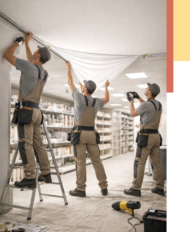 Монтаж натяжного потолка в магазине в Благовещенске от 4674 руб. быстро и недорого | ОТДЕЛОЧНИК-Бгв