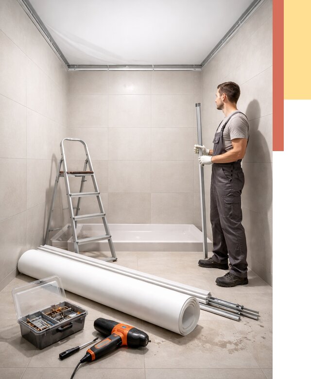 Монтаж натяжного потолка в санузле в Благовещенске от 1921 руб. — ОТДЕЛОЧНИК-Бгв