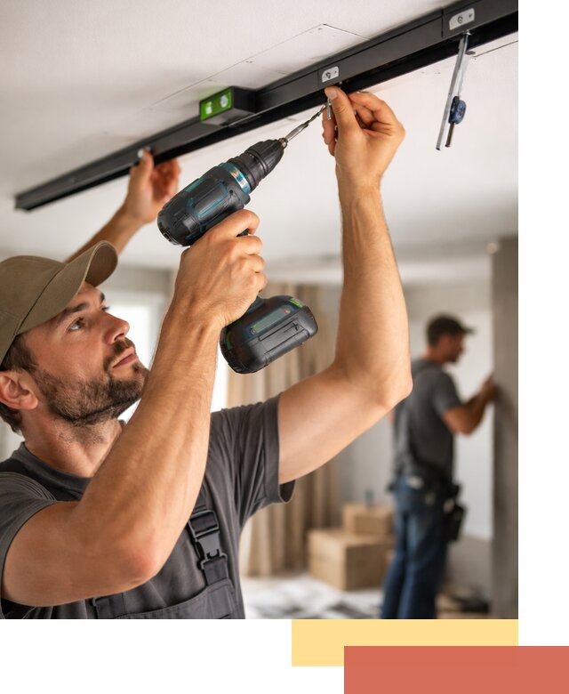 Установка трековых светильников в натяжной потолок в Благовещенске