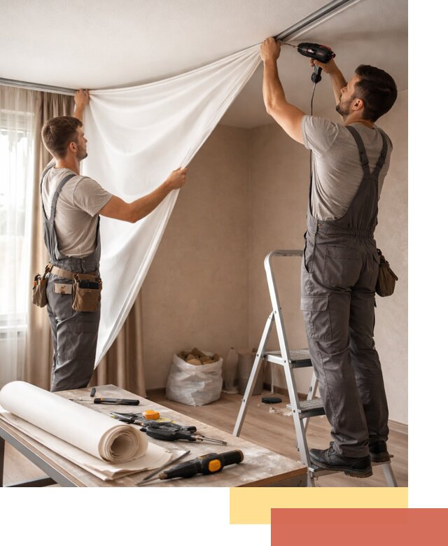 Замена полотна натяжного потолка в Благовещенске быстро и качественно