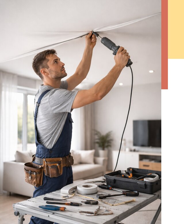 Ремонт натяжных потолков в Благовещенске от 9867 руб. под ключ — ОТДЕЛОЧНИК-Бгв