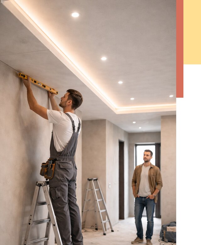 Потолок из гипсокартона с подсветкой в Благовещенске от 779 руб./м2 под ключ | ОТДЕЛОЧНИК-Бгв